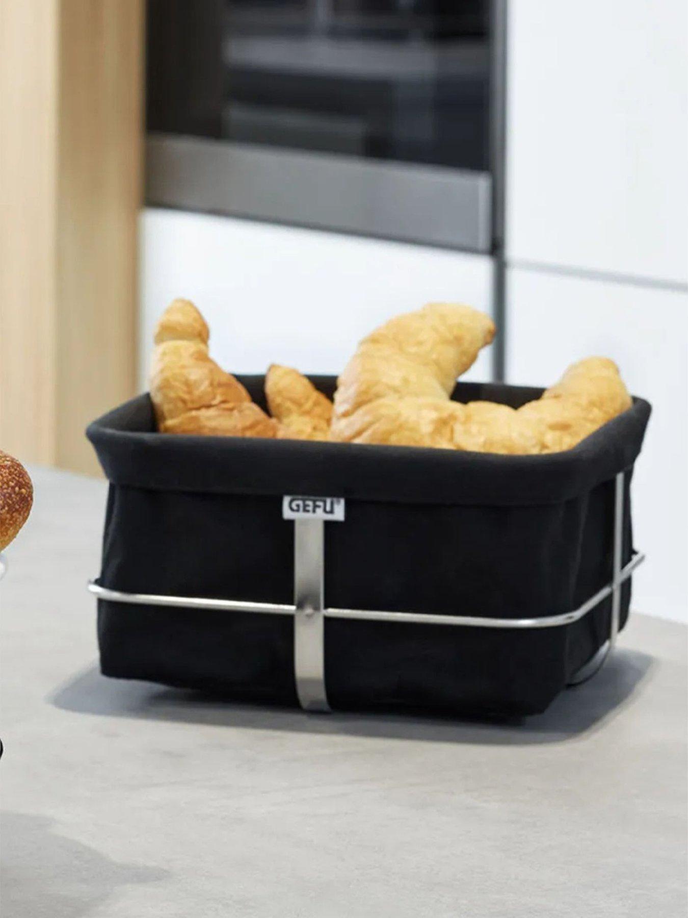 Gefu Brunch Square Bread Basket Black With Cotton Insert