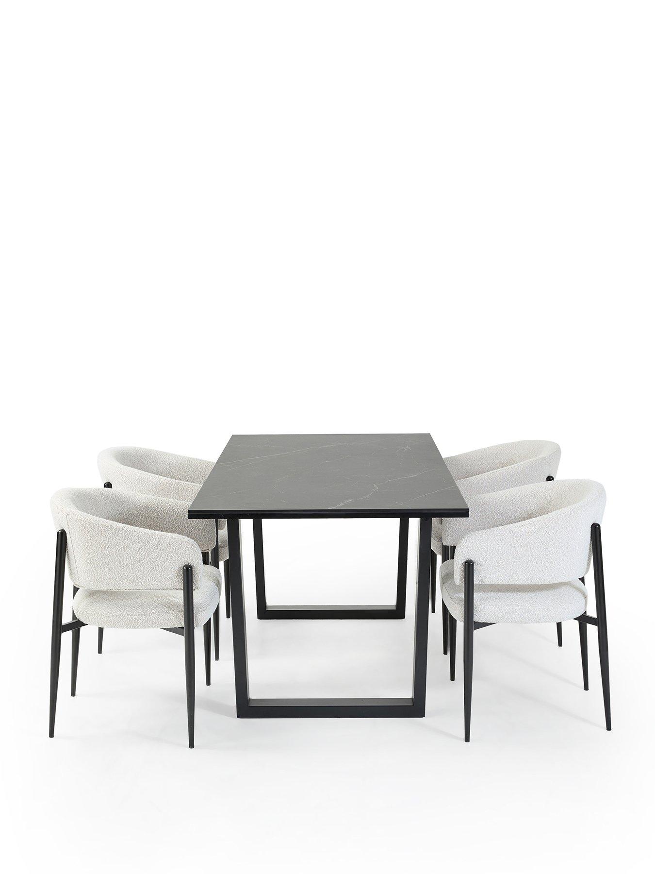Image 2 of 7 of The Very Collection Etta Dining Table With Black Marble Effect Top &amp; 4 Romie Chairs