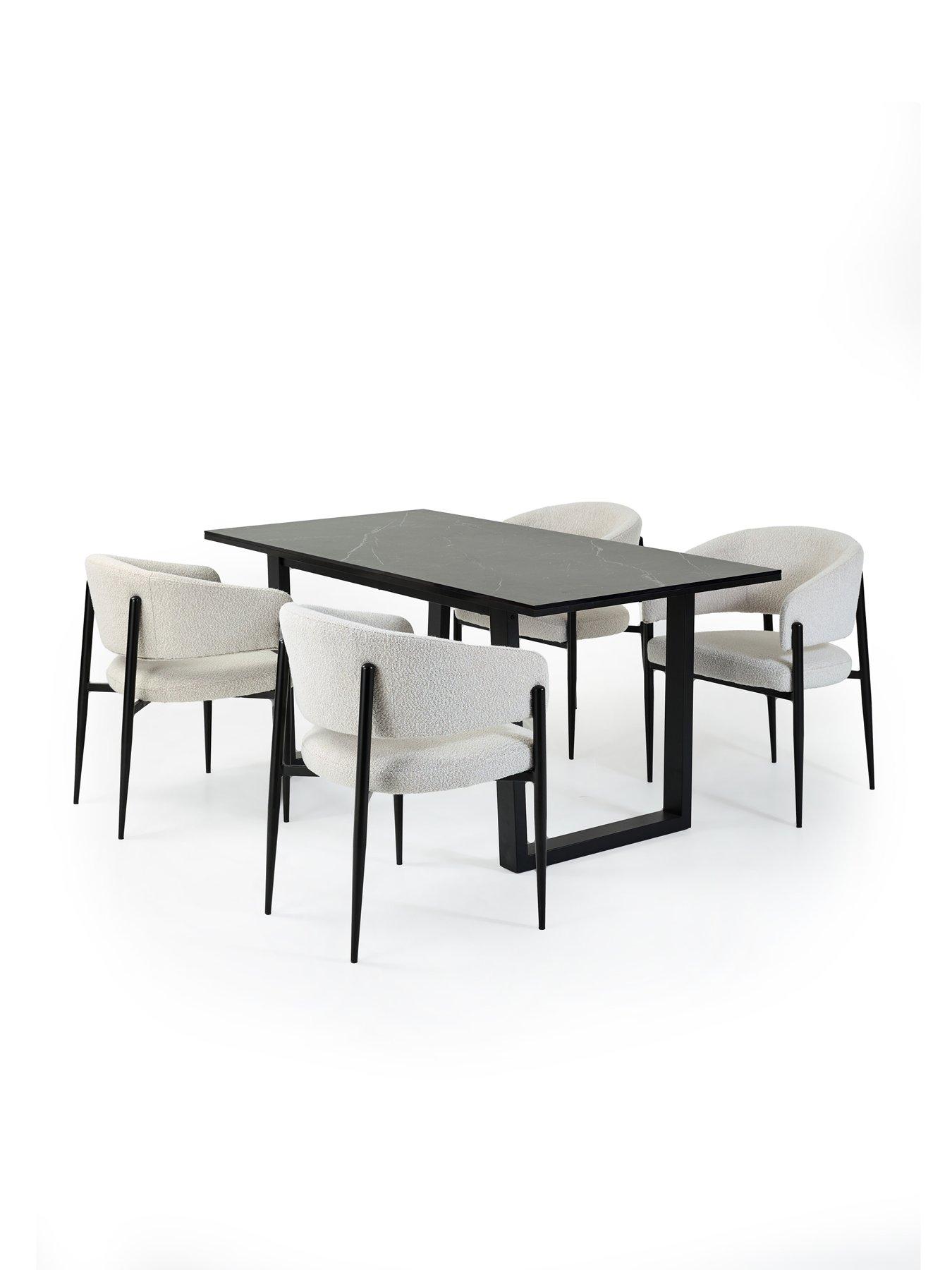 Image 3 of 7 of The Very Collection Etta Dining Table With Black Marble Effect Top &amp; 4 Romie Chairs