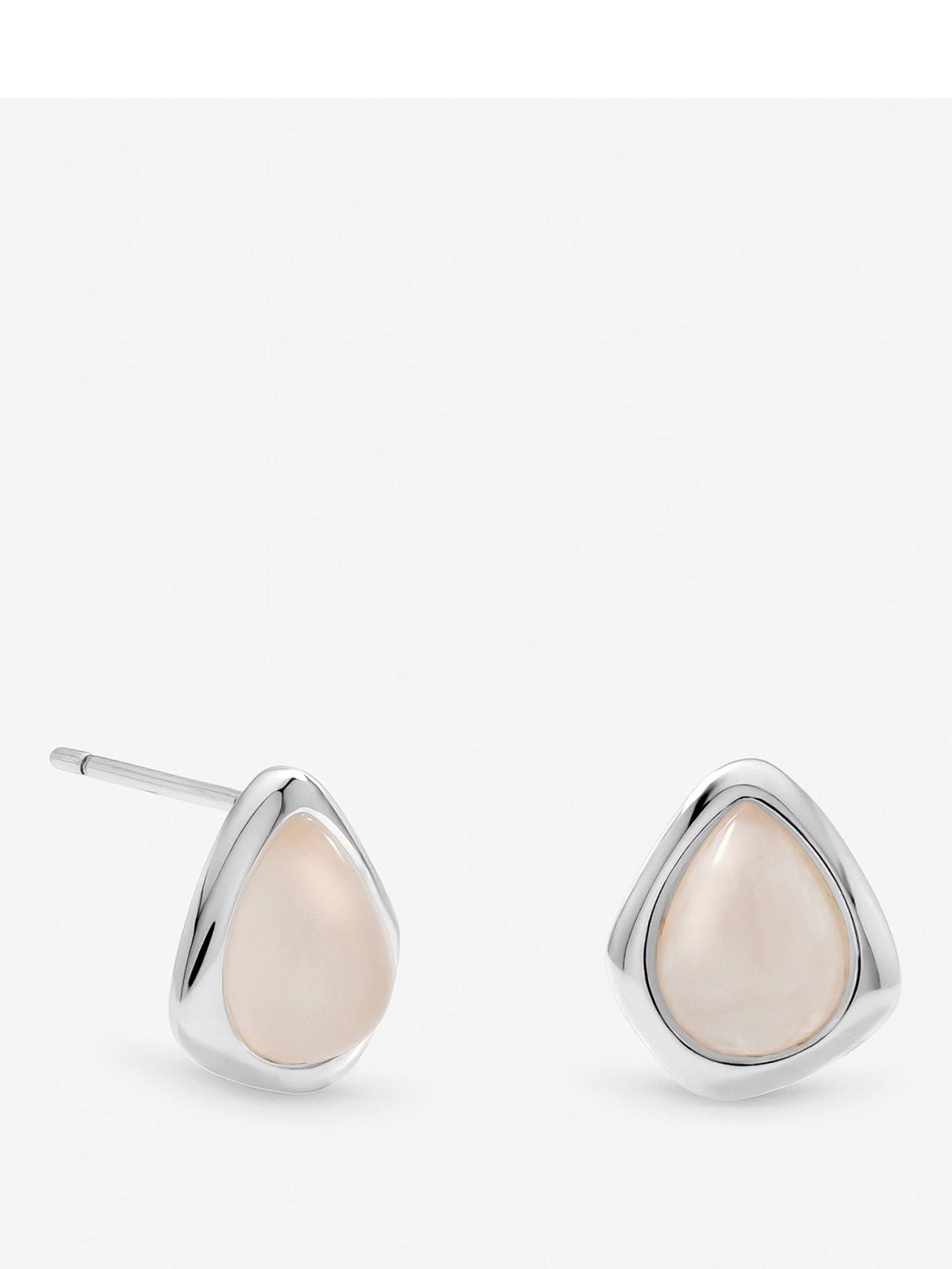 Inicio Sterling Silver Plated Rose Polished Stud Earrings