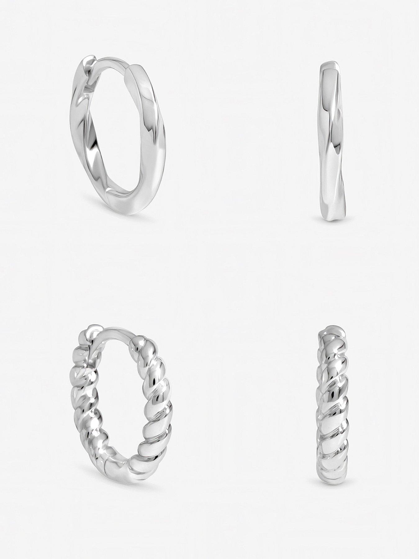 Inicio Sterling Silver Plated Polished Hoops - Pack of 2