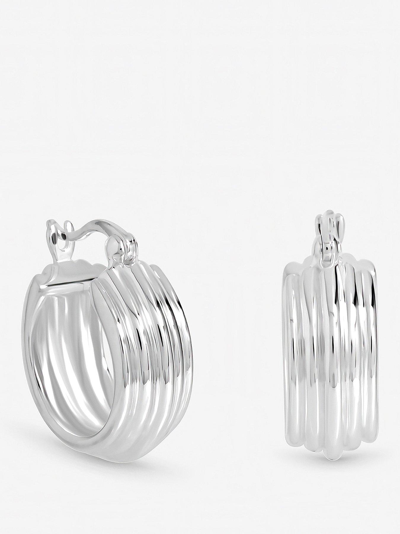 Image 1 of 3 of Inicio Sterling Silver Plated Ridged Hoop Earrings