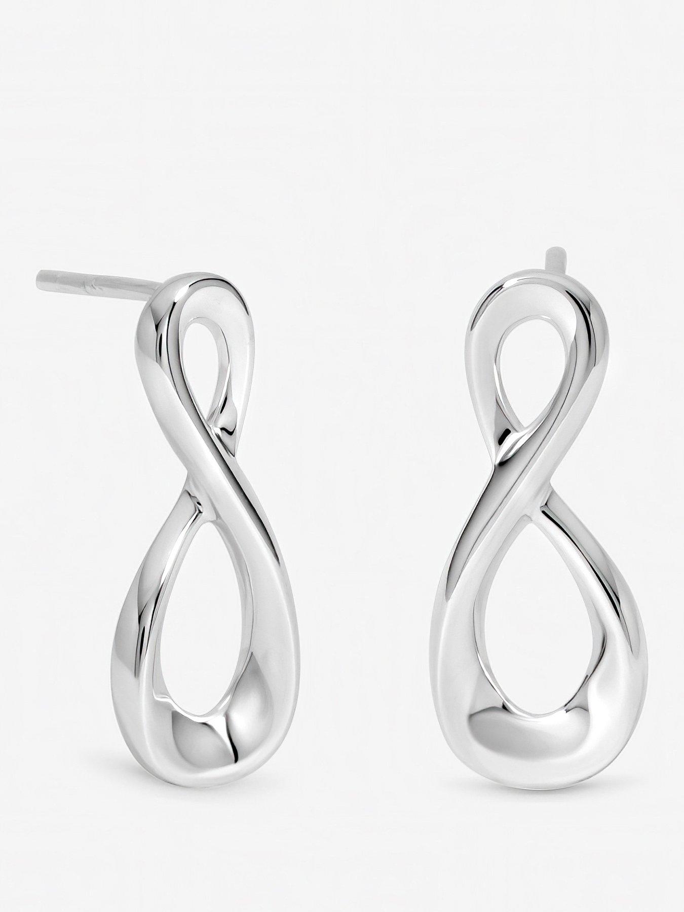 Image 1 of 4 of Inicio Inicio Sterling Silver Plated Organic Infinity Stud Earrings