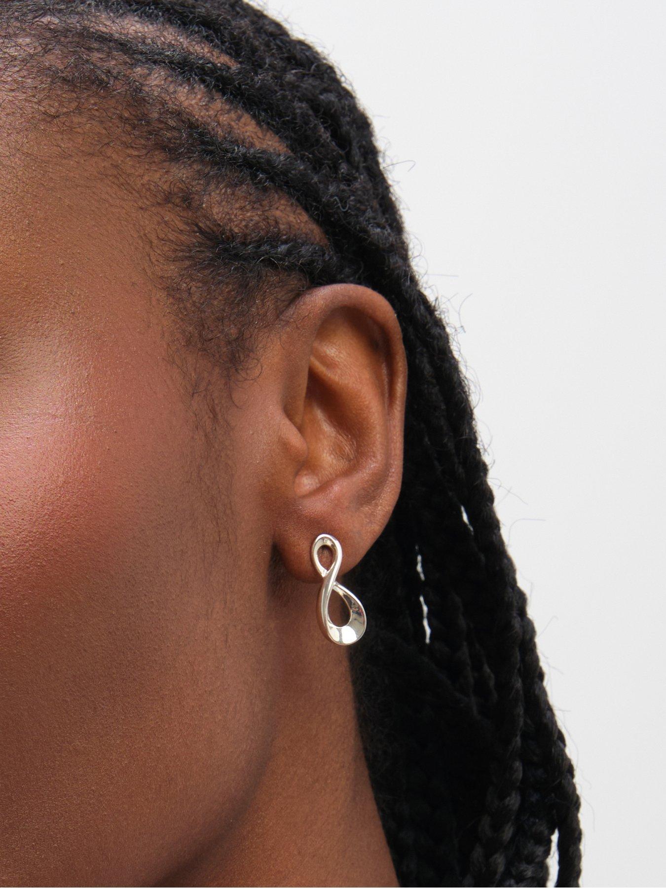 Image 2 of 4 of Inicio Inicio Sterling Silver Plated Organic Infinity Stud Earrings