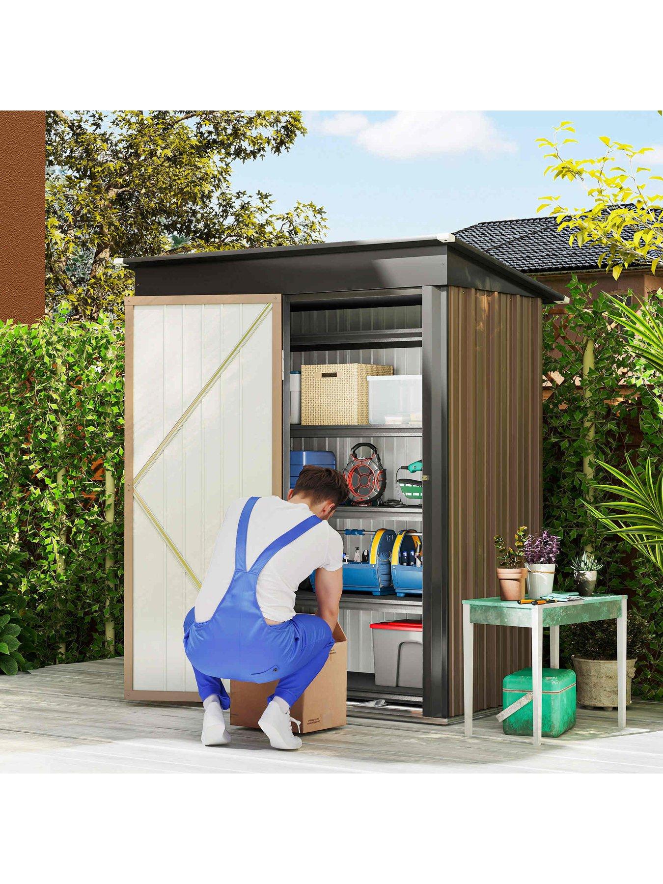 OutSunny 5X3Ft Garden Shed With Foundation Kit - Brown