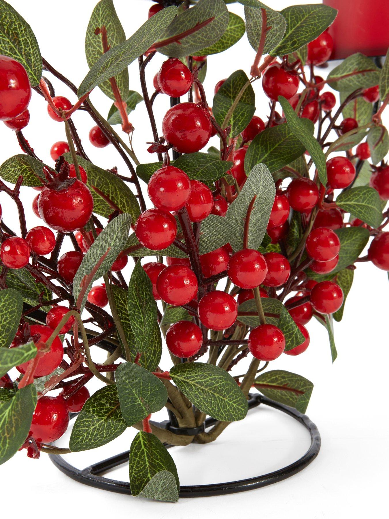 Image 5 of 5 of Festive Red Berry Christmas&nbsp;Table Centre Piece Candleholder - 70&nbsp;cm