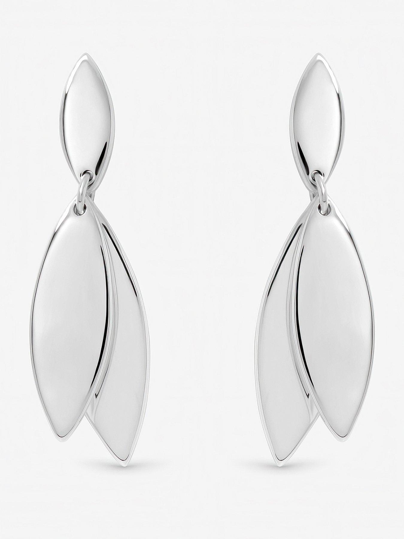 Inicio Sterling Silver Plated Polished Double Drop Earrings