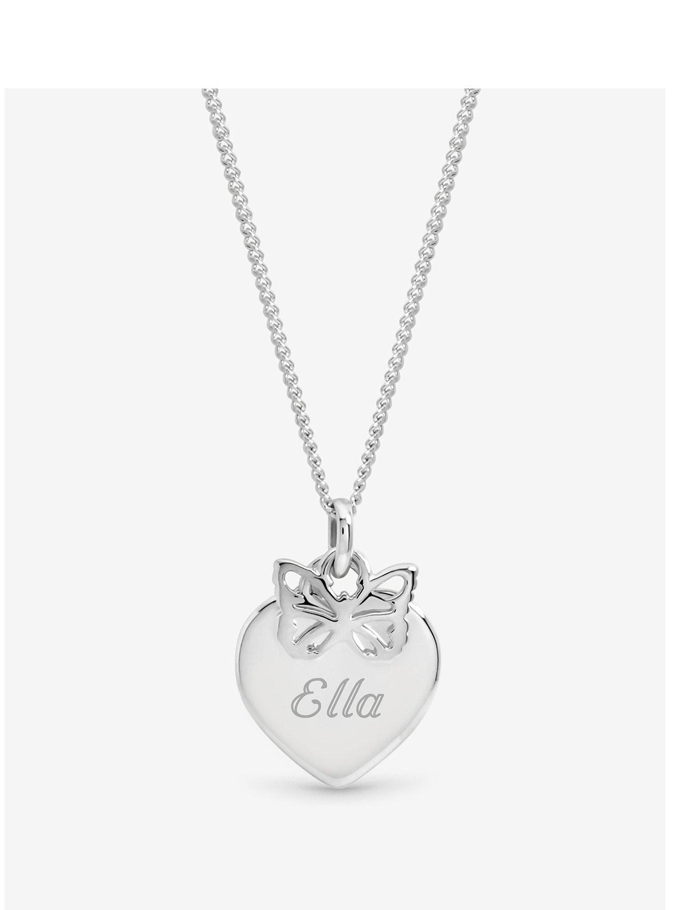 Inicio Inicio Sterling Silver Plated Butterfly Charm Personalised Heart Pendant - Gift Pouch