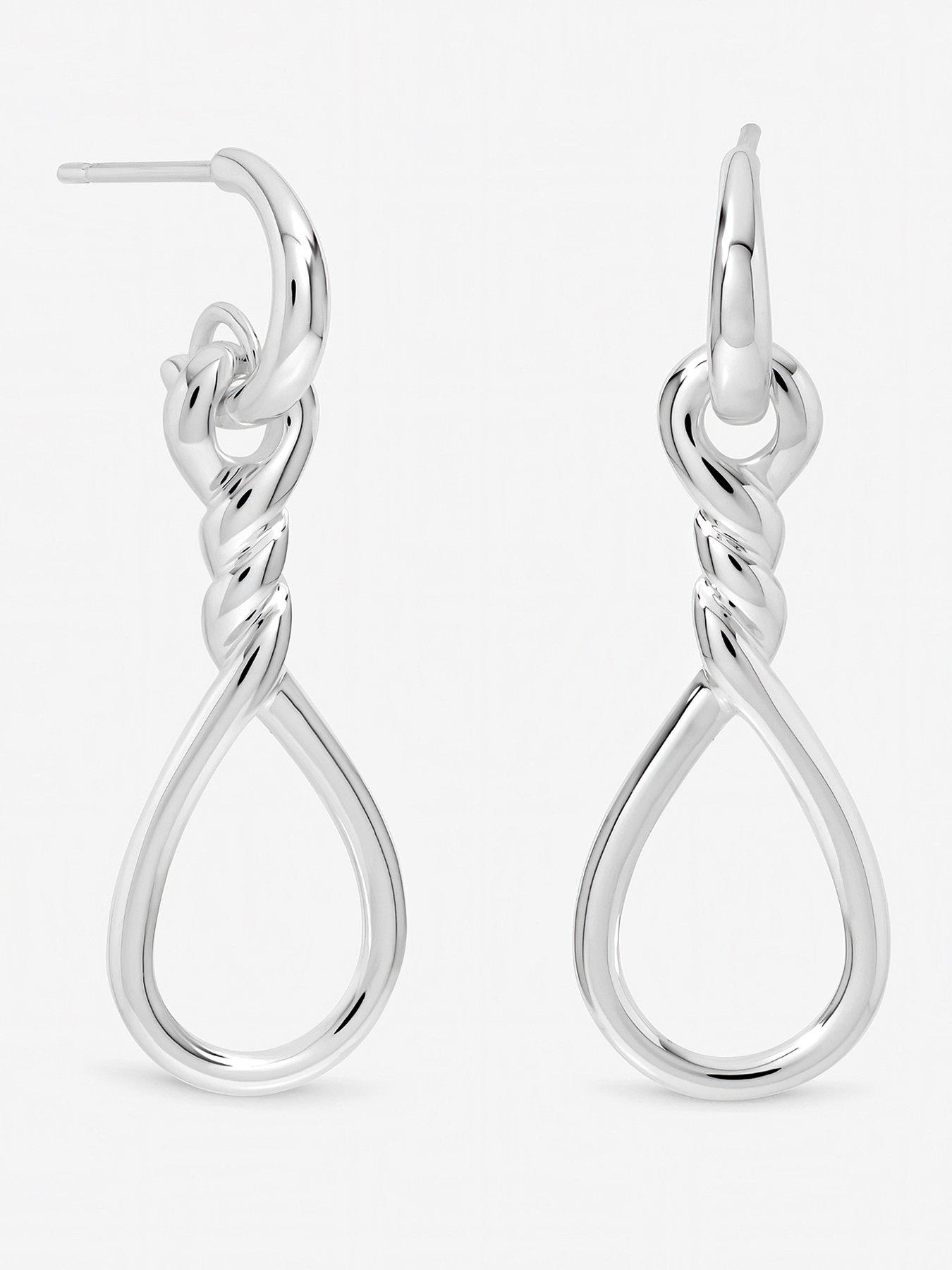 Image 1 of 6 of Inicio Sterling Silver Plated Polished Infinity Link Drop Earrings