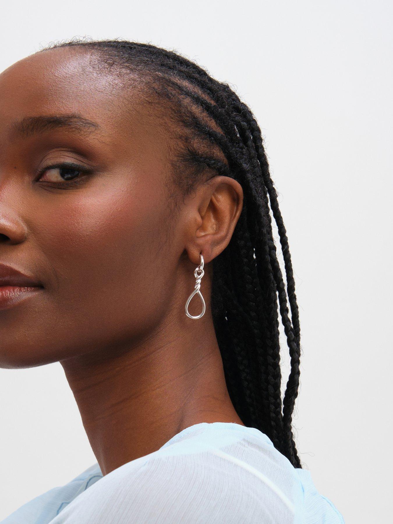 Image 2 of 6 of Inicio Sterling Silver Plated Polished Infinity Link Drop Earrings