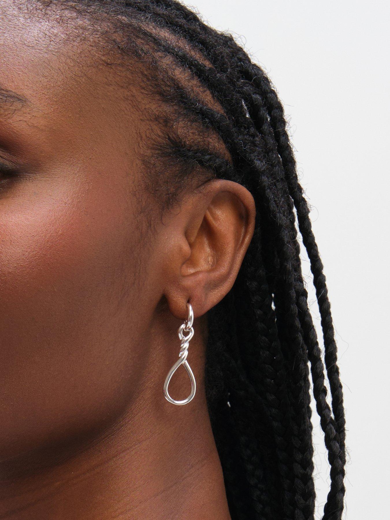 Image 3 of 6 of Inicio Sterling Silver Plated Polished Infinity Link Drop Earrings