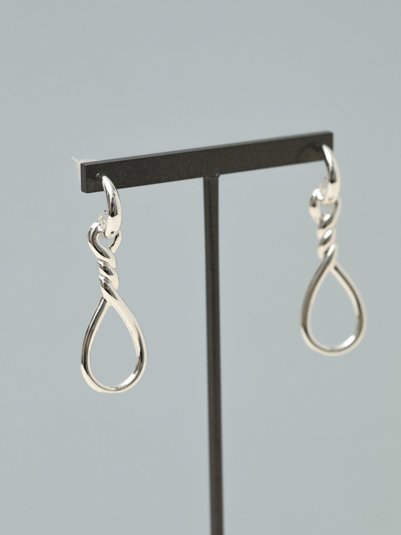 Image 4 of 6 of Inicio Sterling Silver Plated Polished Infinity Link Drop Earrings