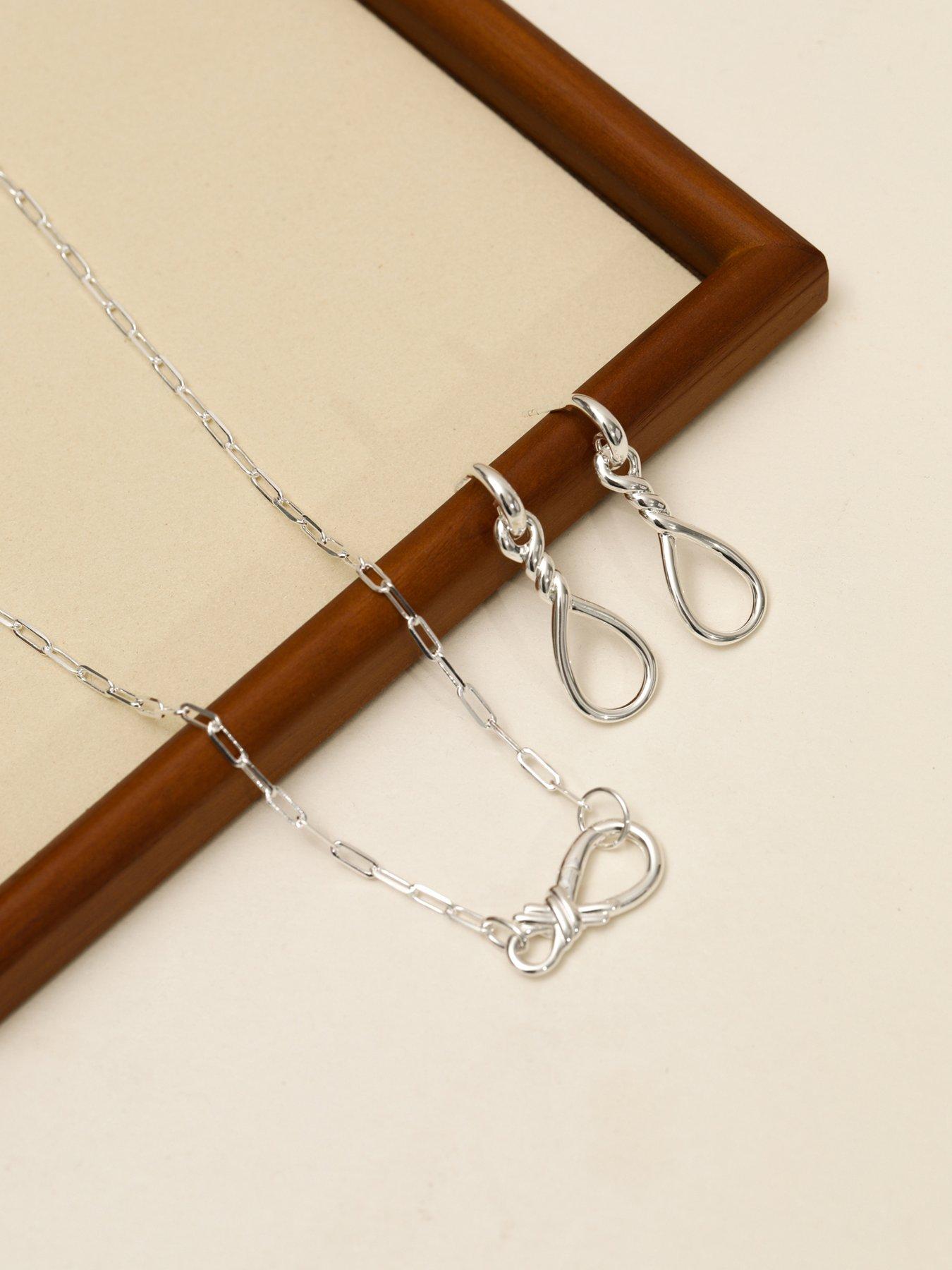 Image 5 of 6 of Inicio Sterling Silver Plated Polished Infinity Link Drop Earrings