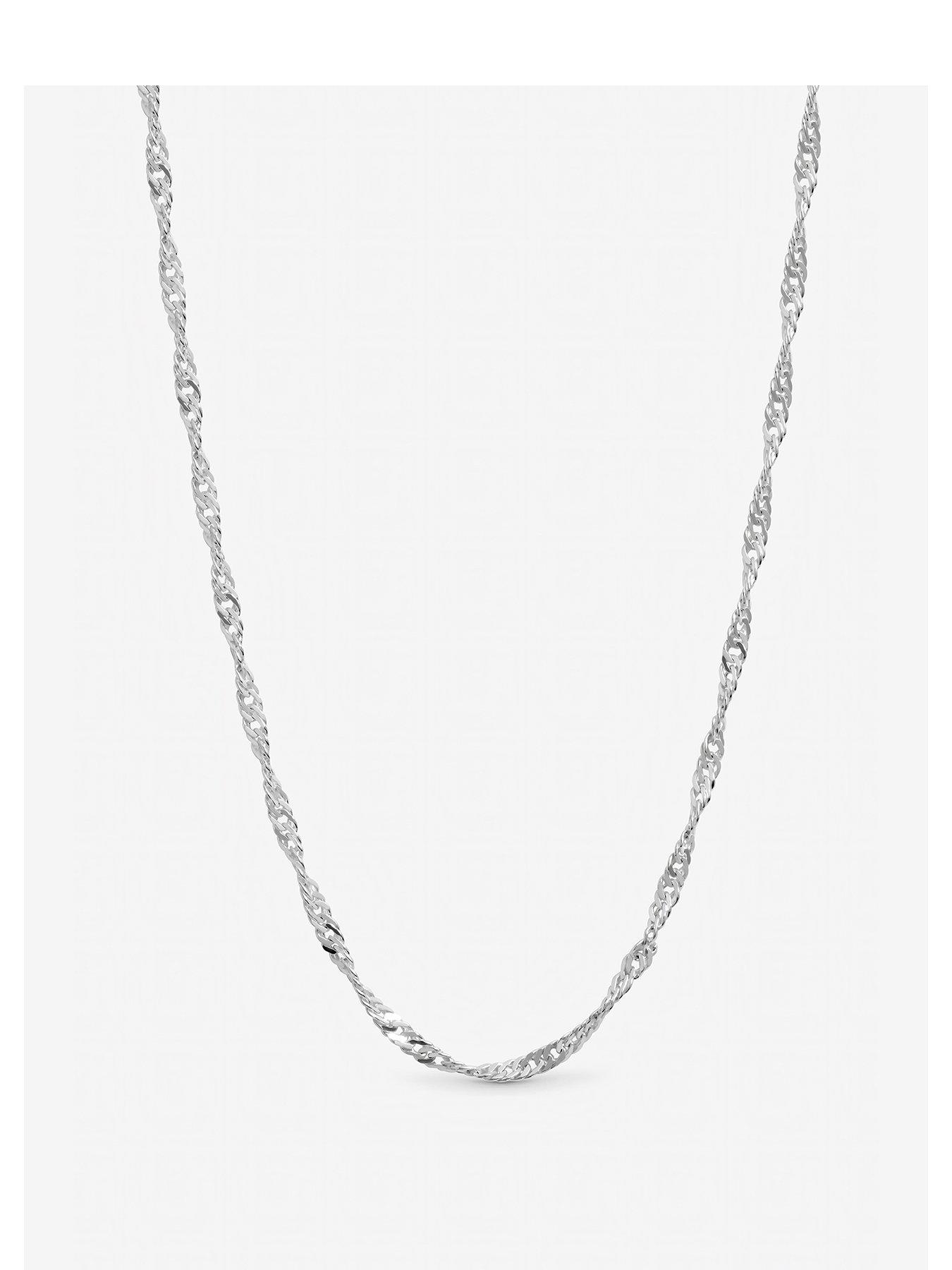 Inicio Sterling Silver Plated Twist Chain Necklace - Gift Pouch