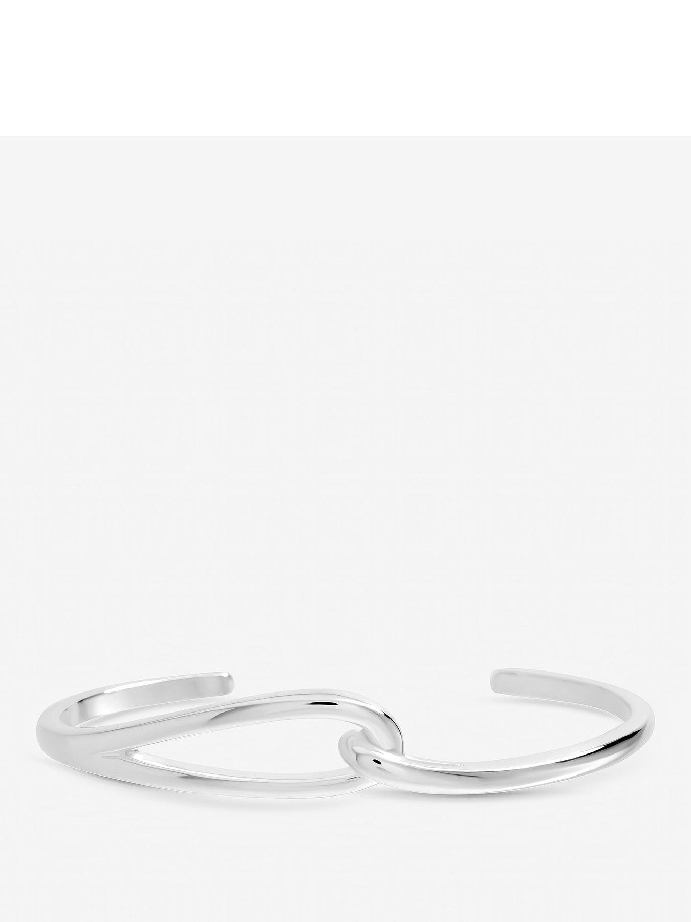 Image 1 of 4 of Inicio Sterling Silver Plated Polished Open Link Cuff - Gift Pouch