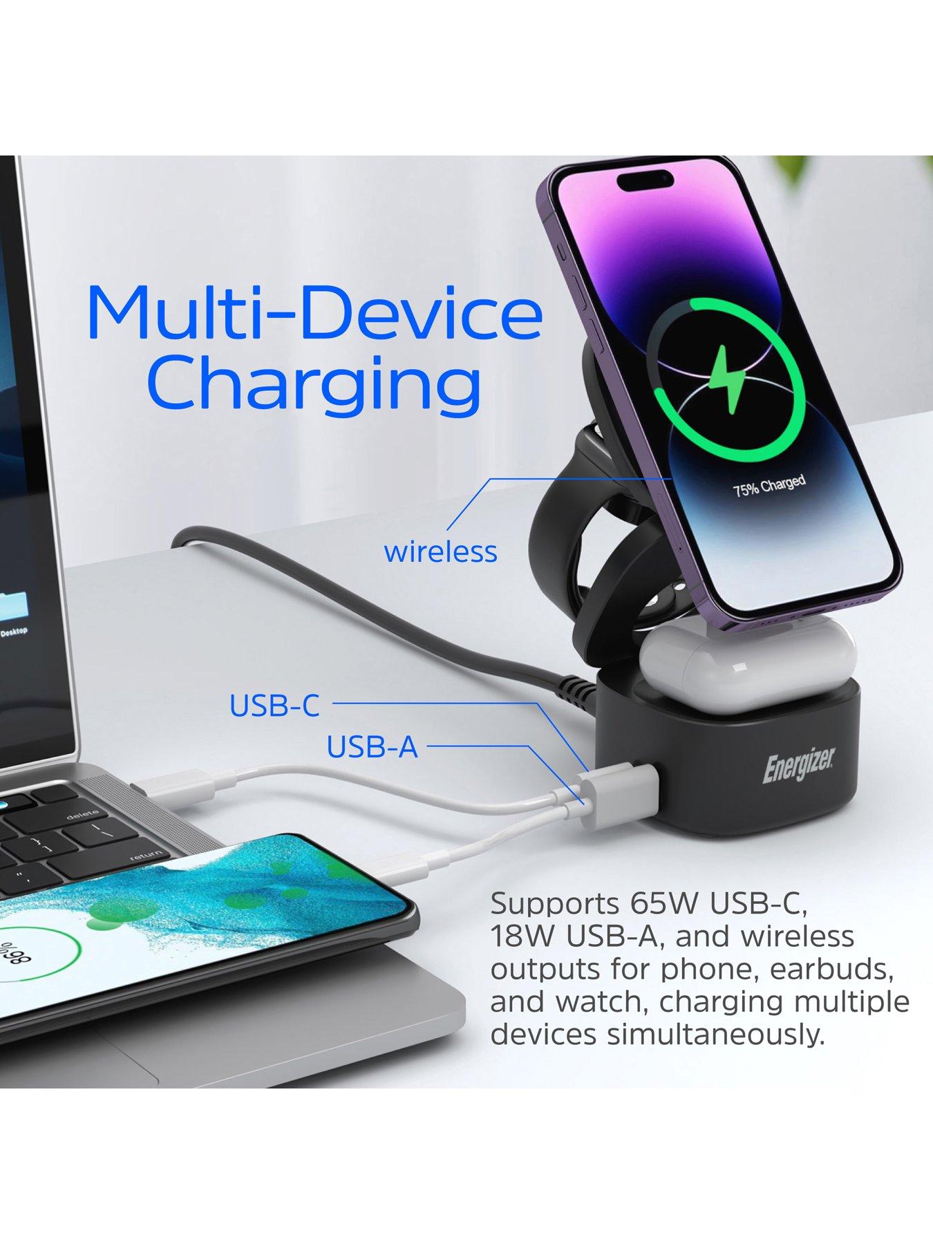 Image 3 of 7 of Energizer 15W 5-in-1 QI Wireless Stand &amp; Dock White