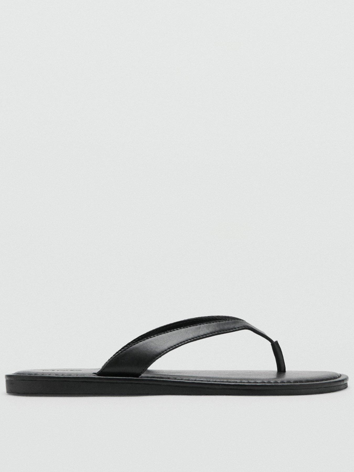 Mango Girls Faux Leather Sandals - Black