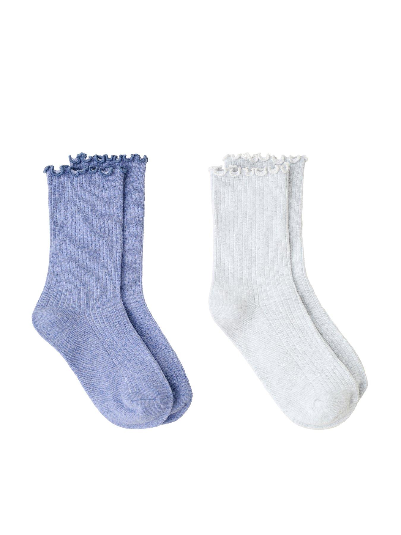 Mango Girls 2 Pack Rib Socks - Light Purple/White