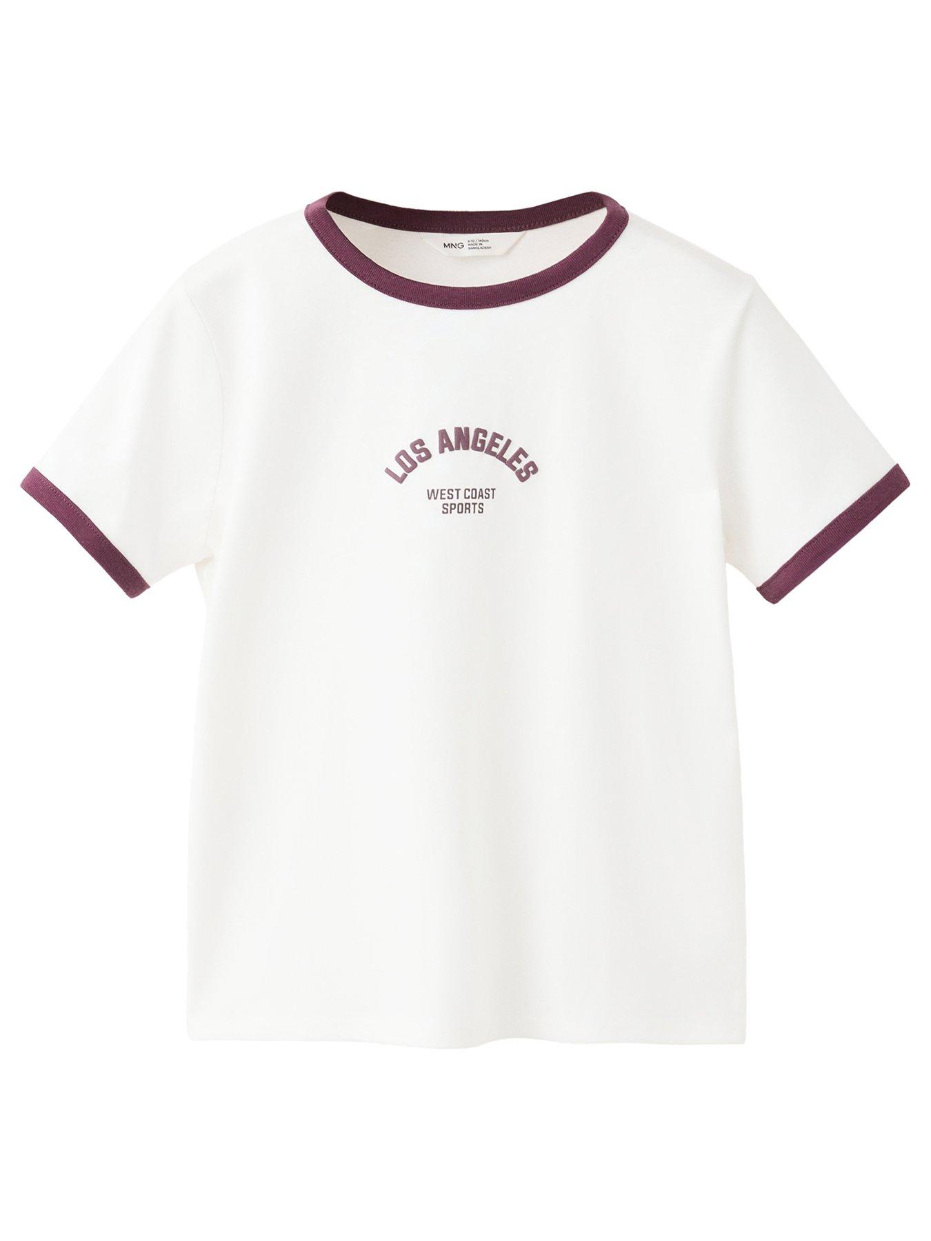 Mango Girls Los Angeles Print  Bicolour T-Shirt - Cream