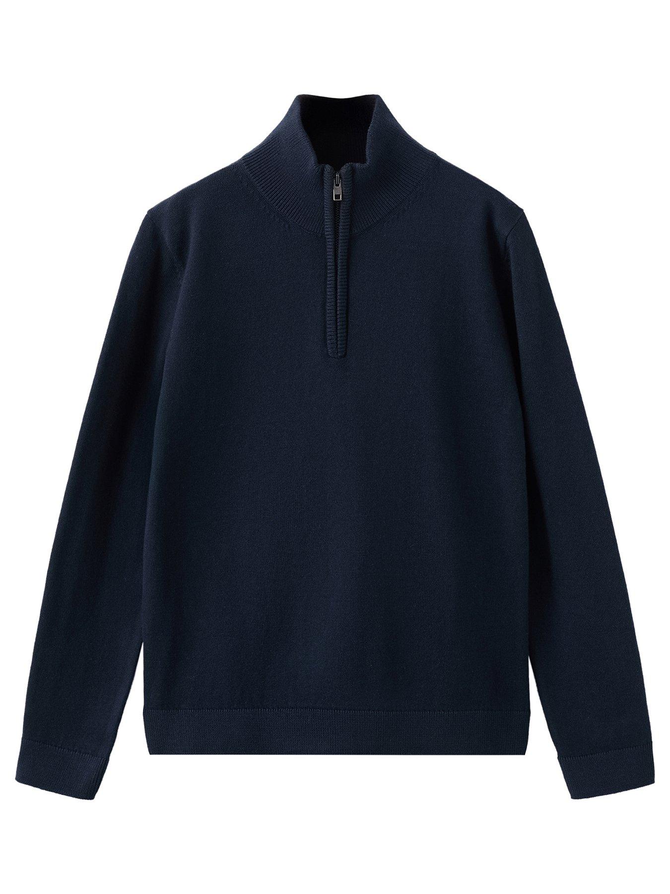 Mango Boys Half Zip Knitted Jumper - Navy