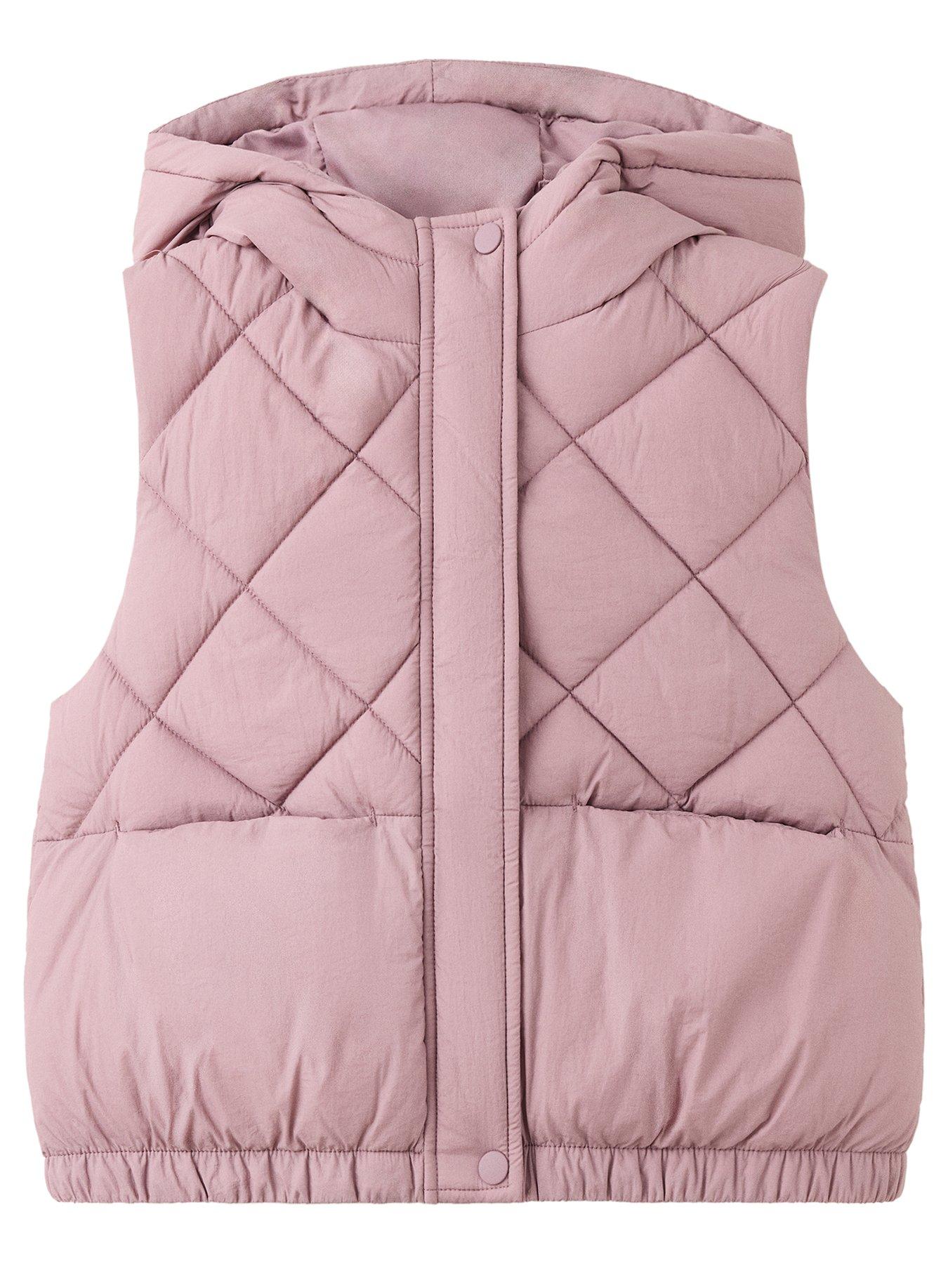 Mango Girls Hooded Quilted Gilet - Pink