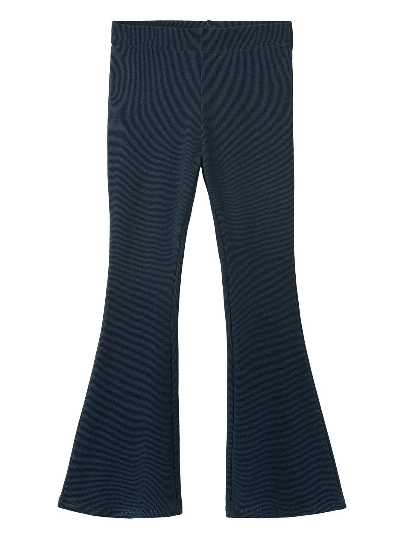 Mango Girls Ribbed Flare Leggings - Navy