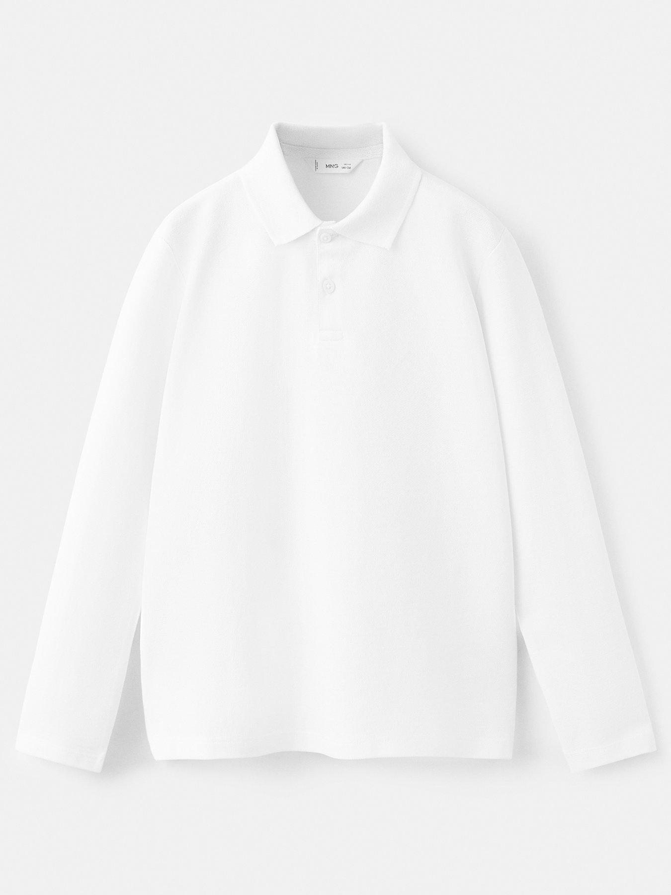 Mango Boys Long Sleeve Polo Shirt - White