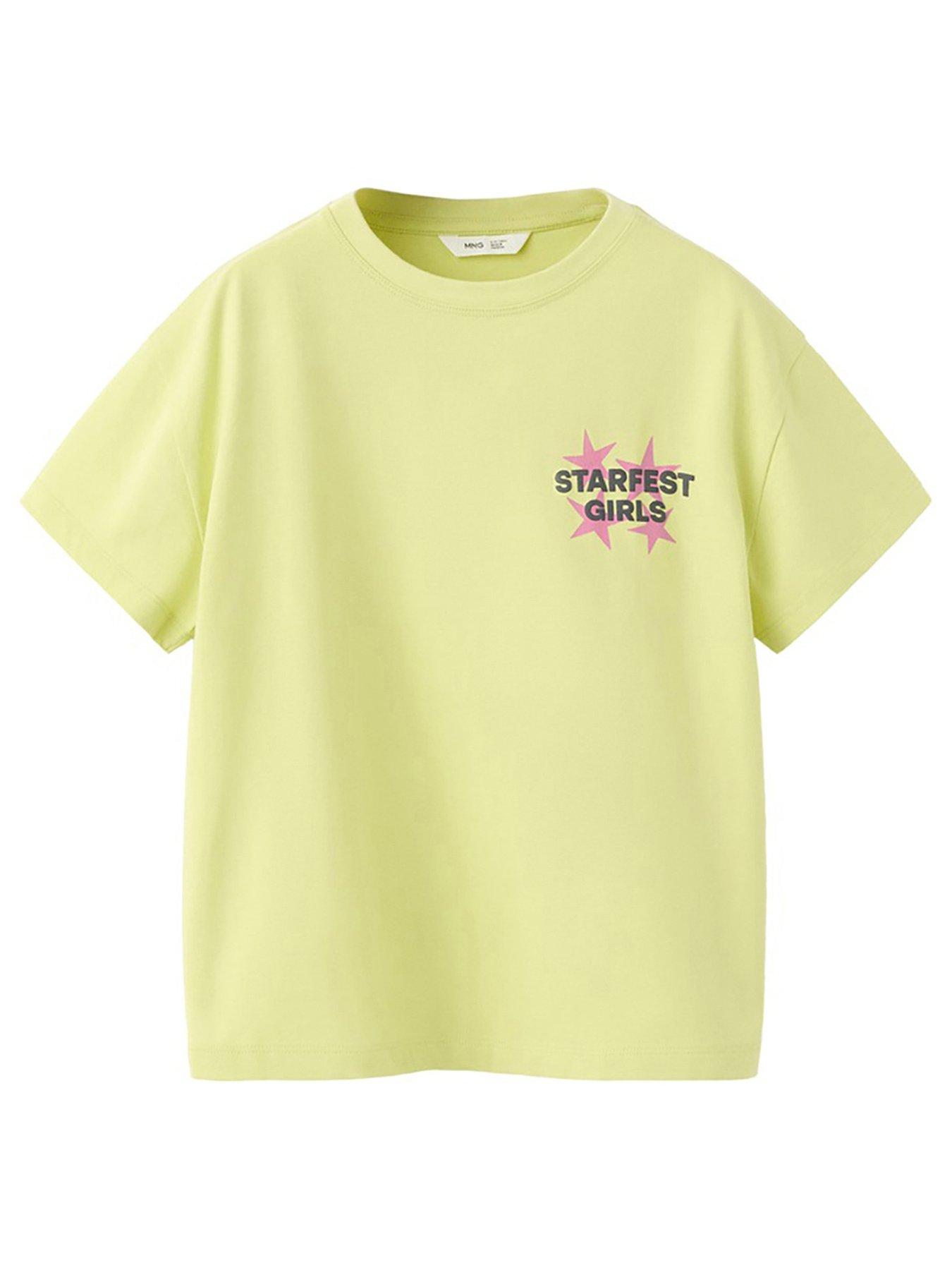 Image 2 of 4 of Mango Girls Starfest Back Print Short Sleeve T-shirt - Yellow