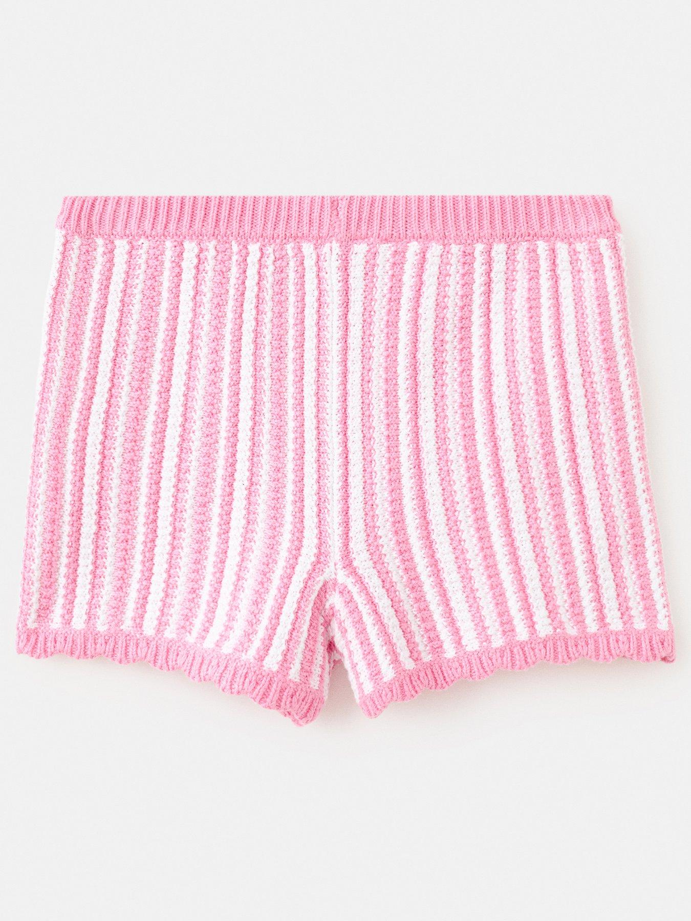 Image 2 of 4 of Mango Younger Girls Crochet Knitted Co-ord Shorts - Pink