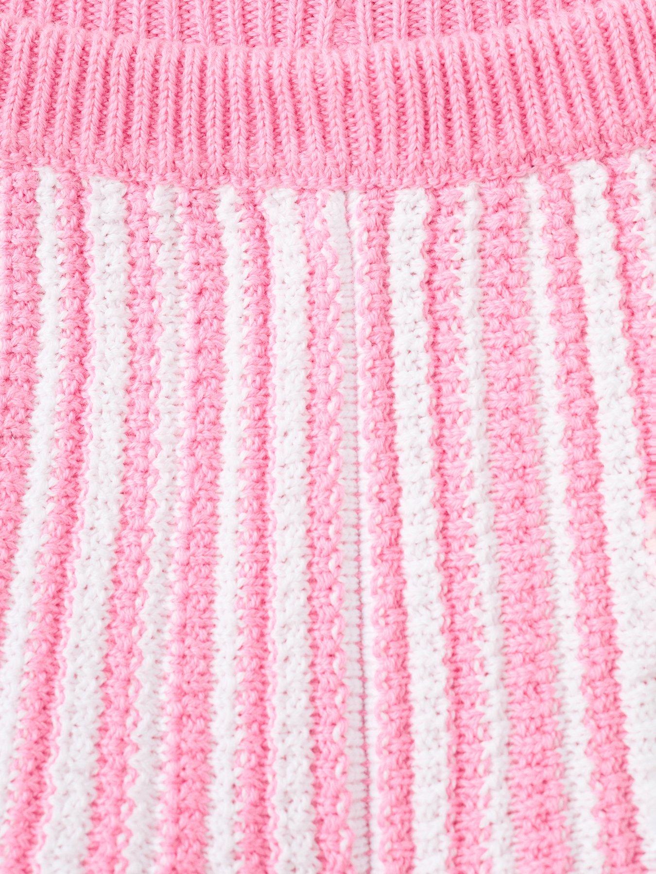 Image 4 of 4 of Mango Younger Girls Crochet Knitted Co-ord Shorts - Pink