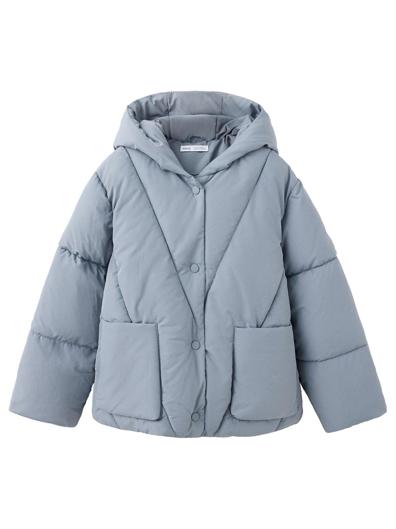 Mango Girls Hooded Puffer Coat - Blue