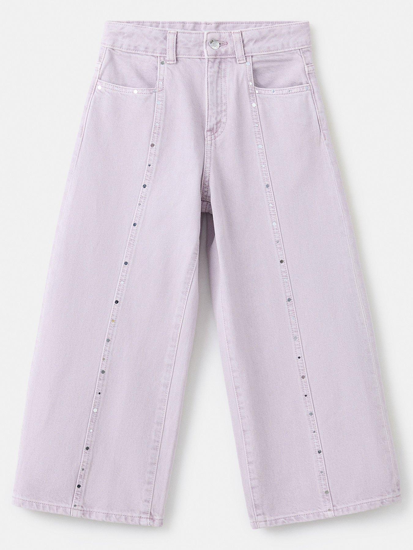 Mango Girls Rhinestone Jeans - Light Purple
