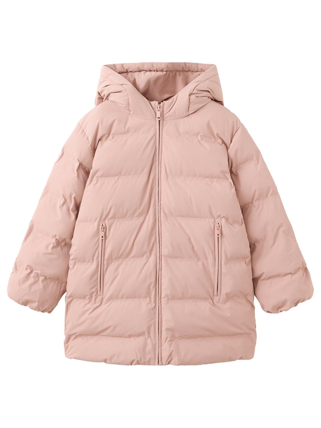 Image 1 of 4 of Mango Girls Hooded Long Padded Anorak - Pink