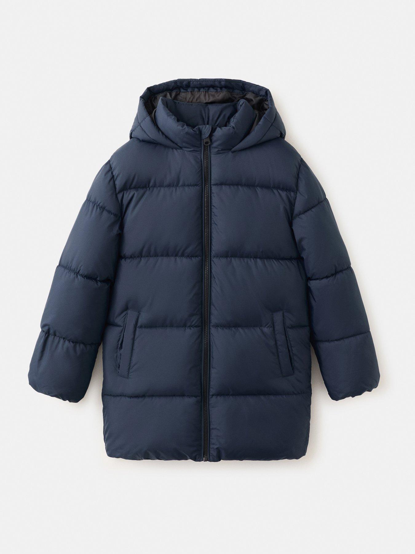 Mango Boys Long Padded  &  Hooded Anorak - Navy