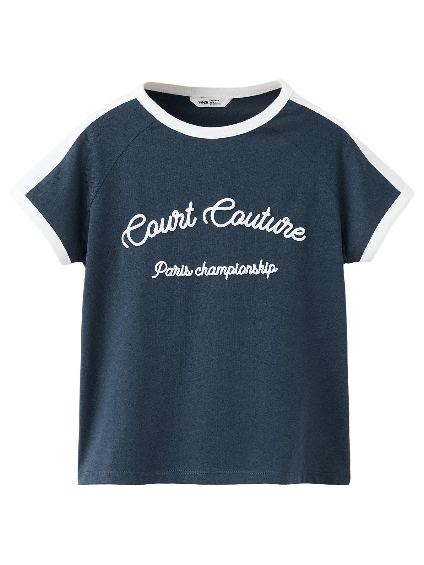 Mango Girls Court Couture Print T-Shirt - Navy