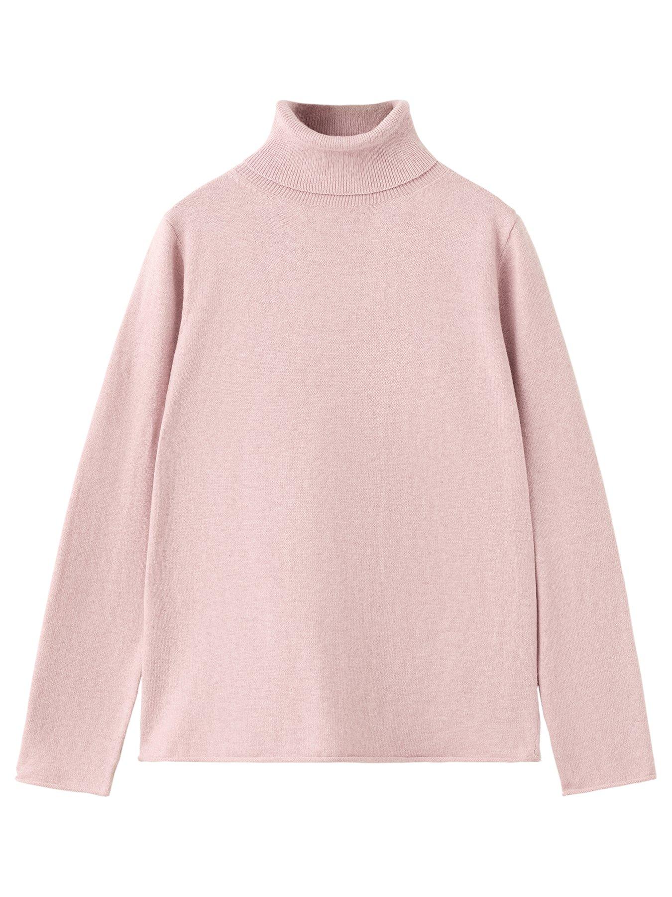 Mango Girls Knitted Roll Neck Jumper - Light Pink