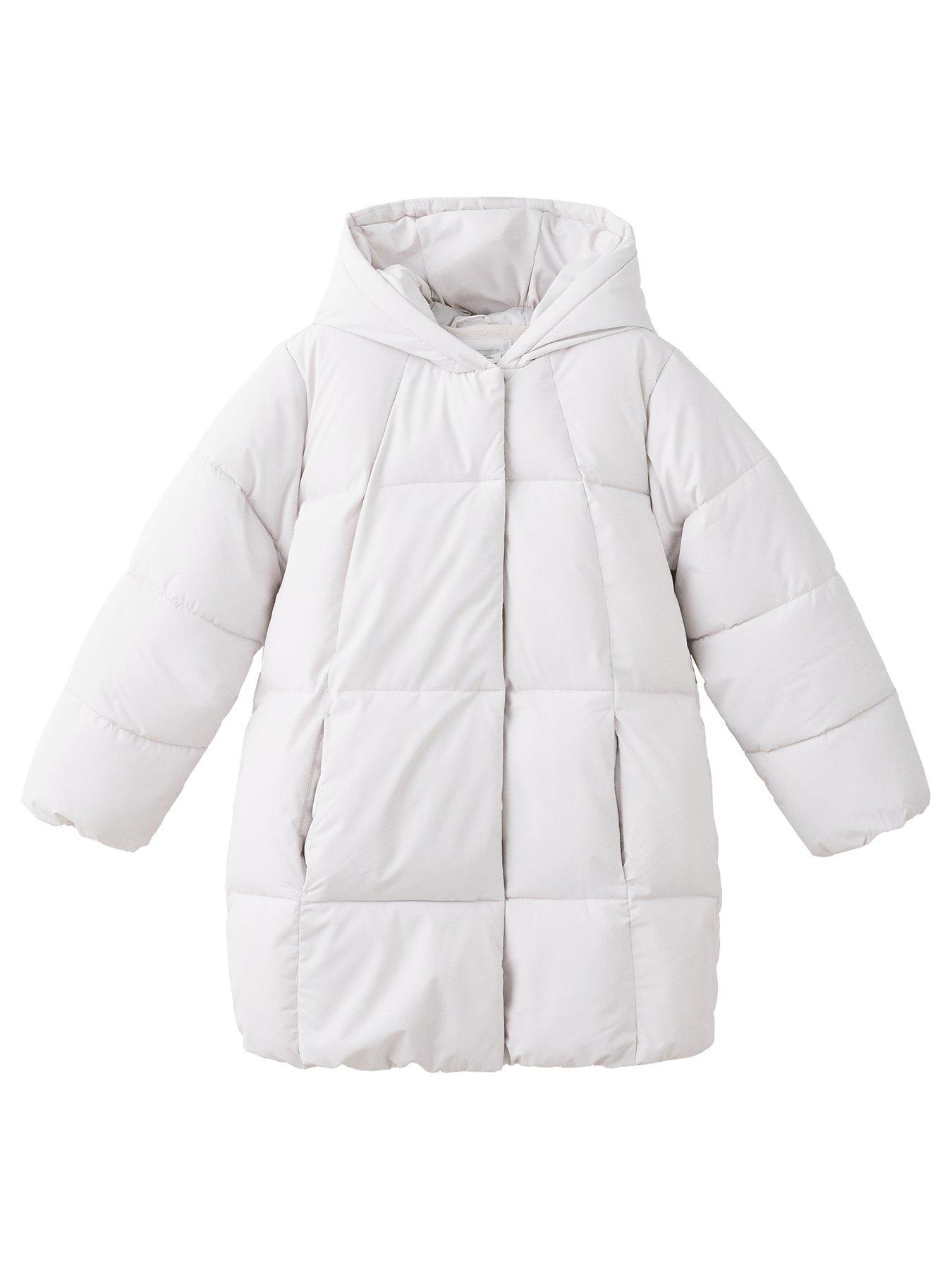 Mango Girls Longline Padded Coat - Cream