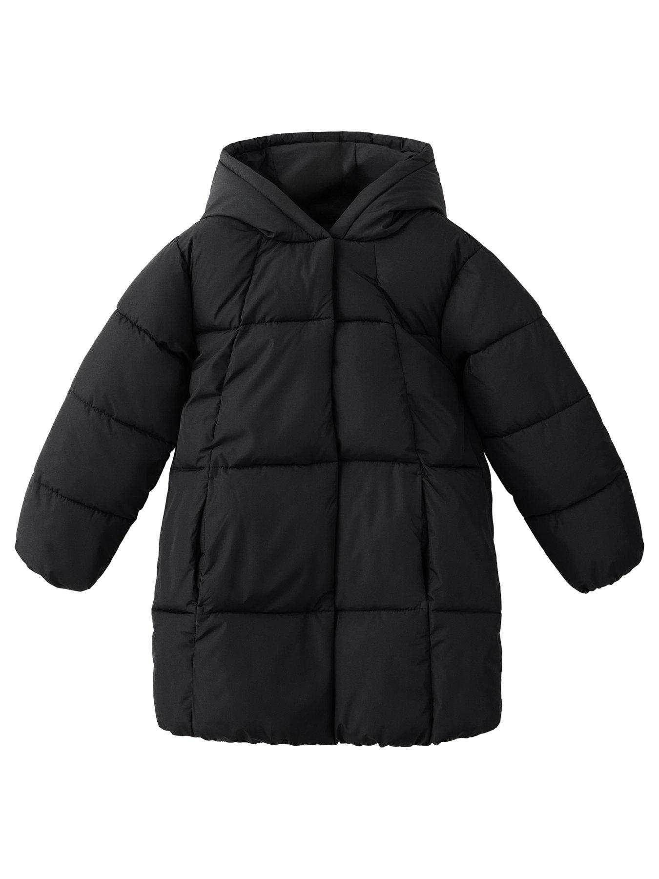 Mango Girls Longline Padded Coat - Black