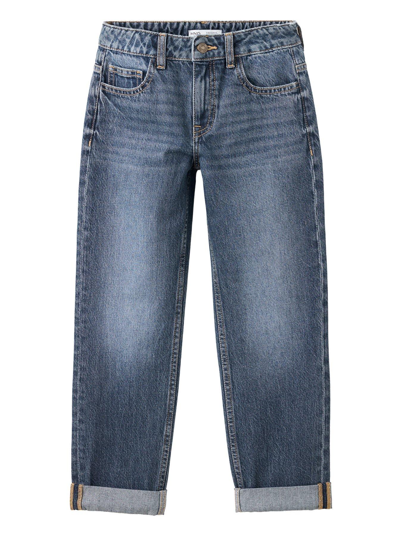 Mango Boys Rolled Up Hem Regular Fit Jeans - Blue