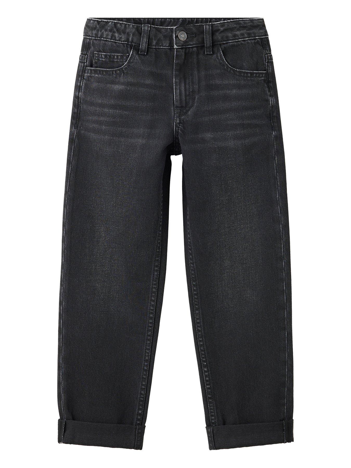 Mango Boys Rolled Up Hem Regular Fit Jeans - Black