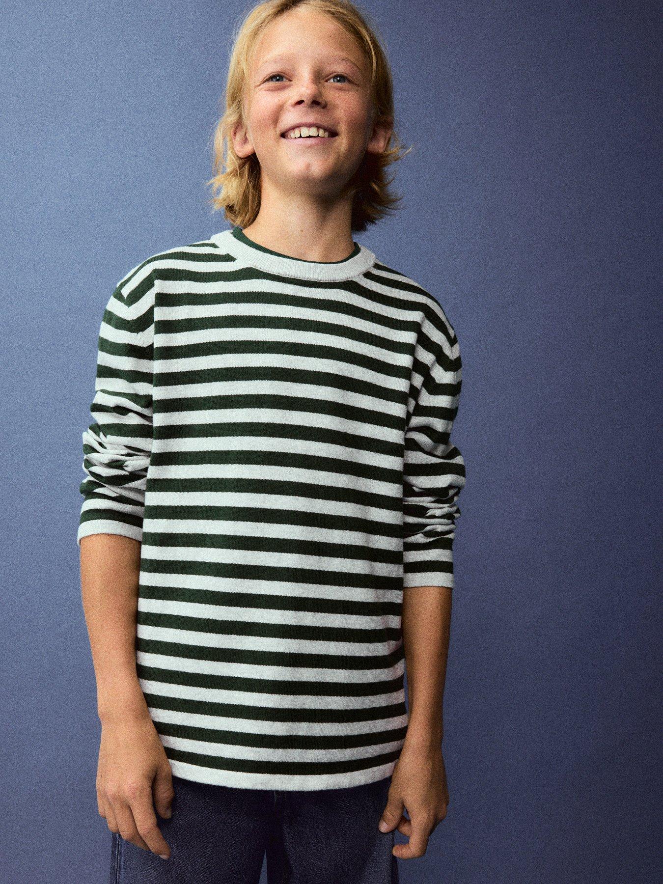 Mango Boys Striped Knitted Jumper - Grey