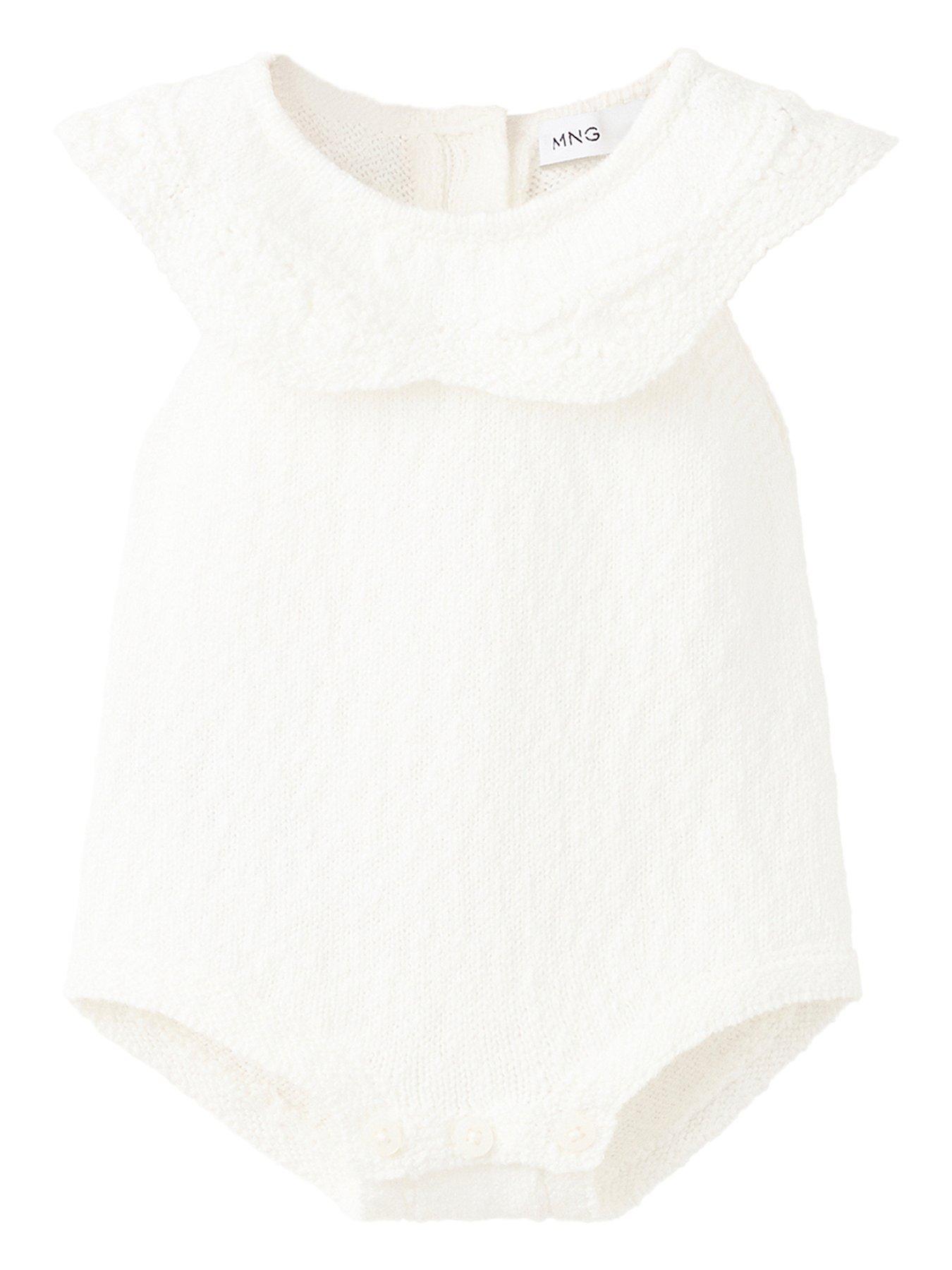 Mango Baby Girls Collar Romper - Light Cream