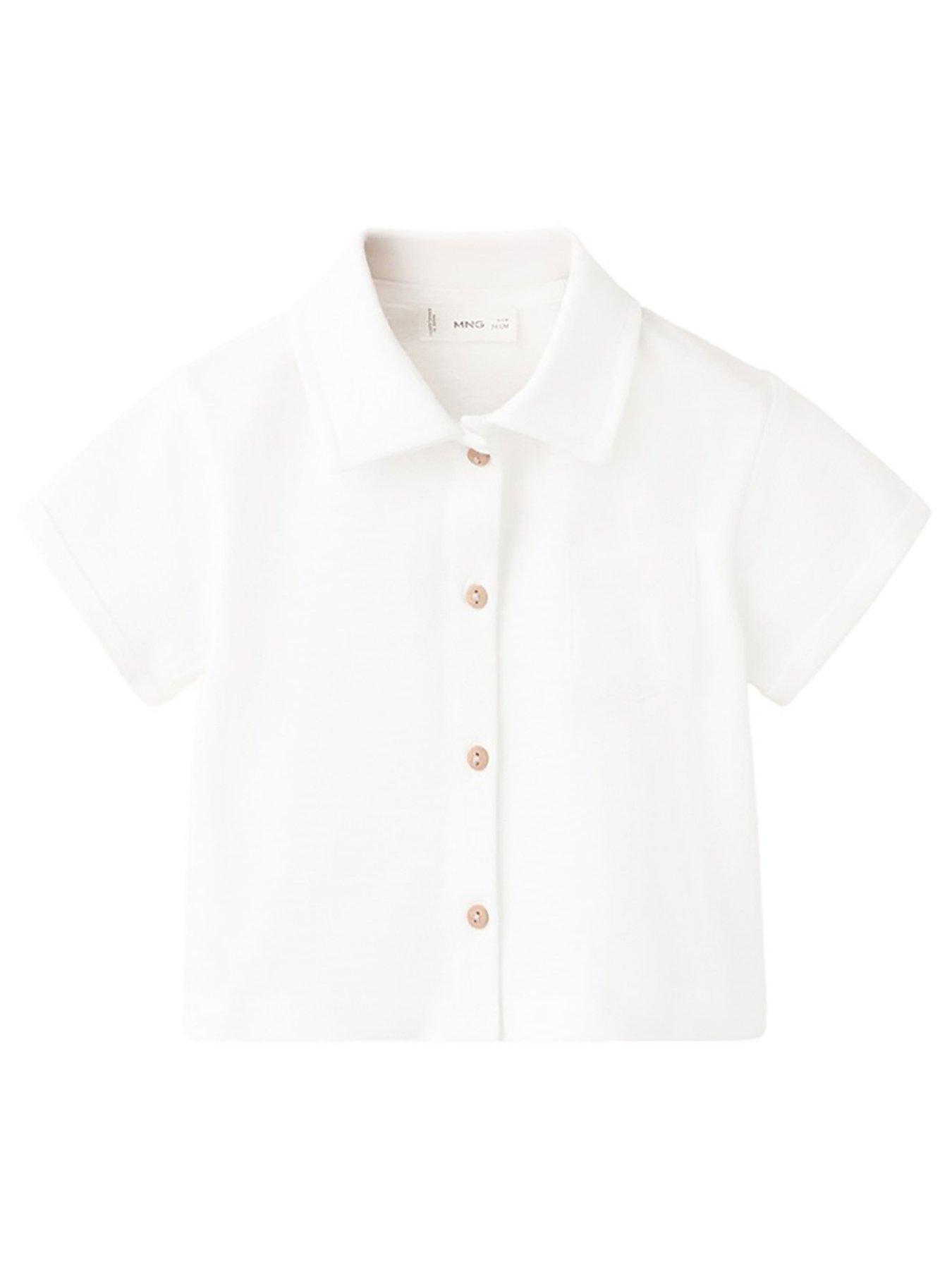 Image 1 of 3 of Mango Baby Boys Button Through Top - White