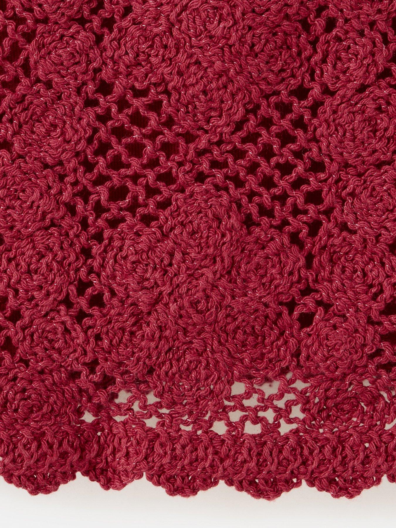 Image 4 of 4 of Mango Girls Crochet Knitted Top - Dark Red