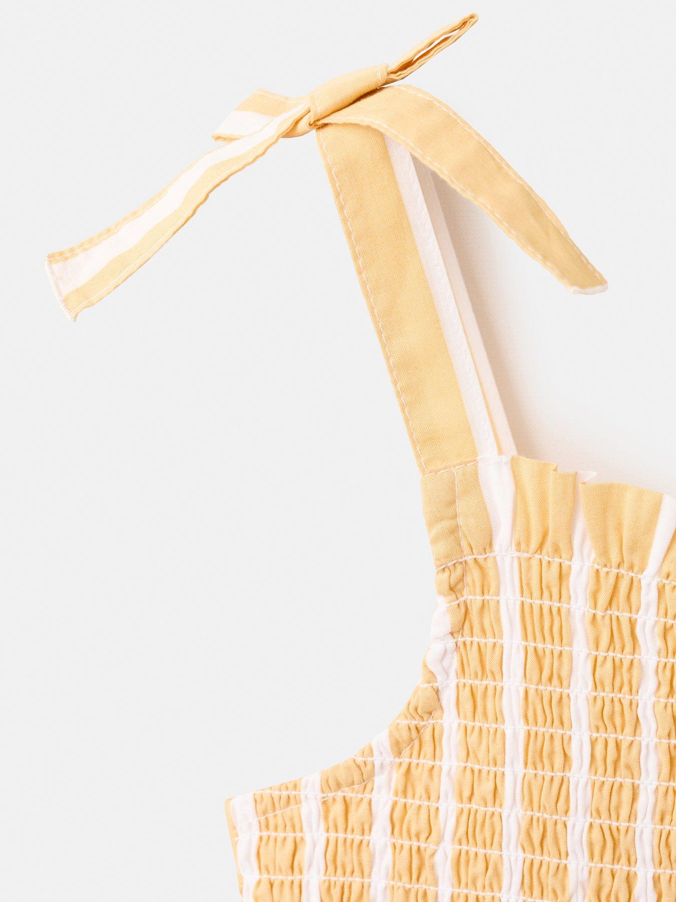 Image 4 of 5 of Mango Girls Tie Strap Shirred Jumpsuit - Yellow