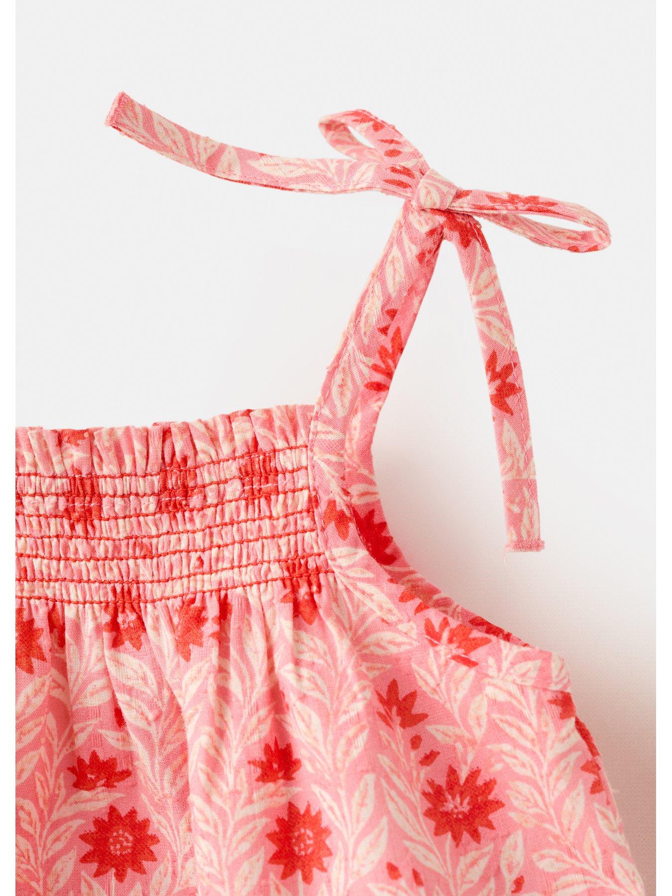 Image 3 of 4 of Mango Baby Girls Floral Print Strappy Dress &amp; Bloomers - Pink