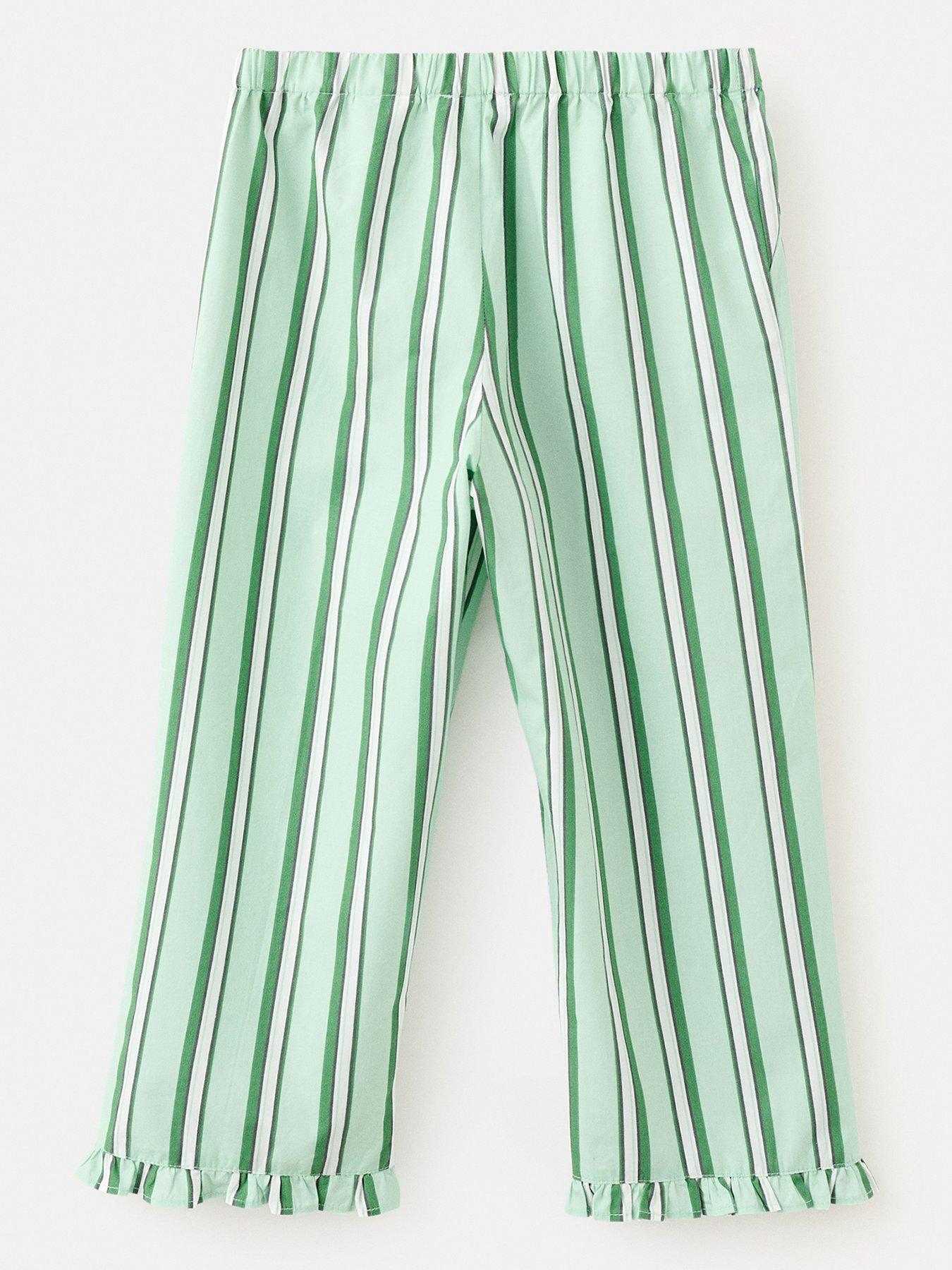 Image 2 of 4 of Mango Younger Girls Stripe Co-Ord Trousers - Green
