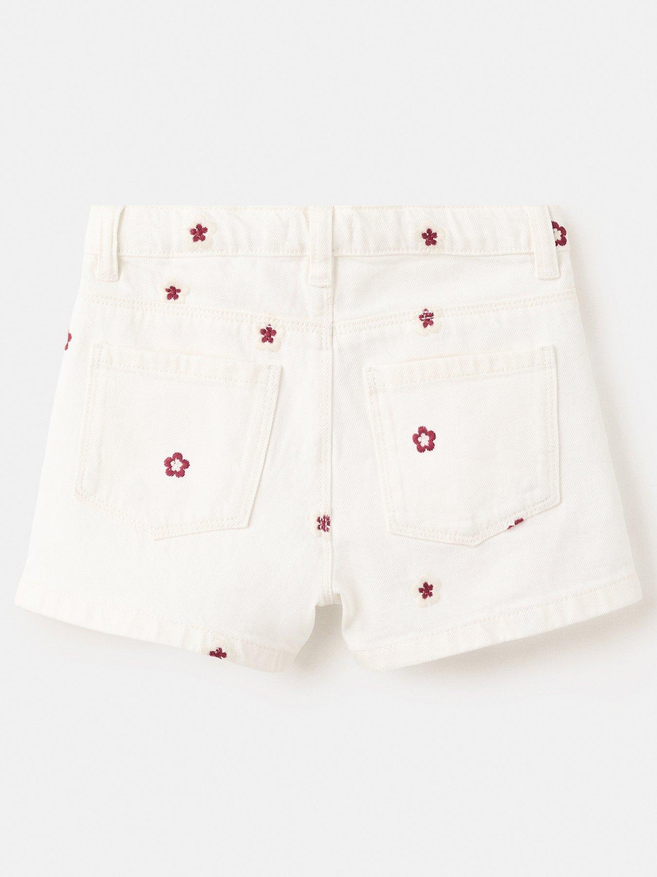 Image 2 of 4 of Mango Younger Girls Floral Denim Shorts - Cream
