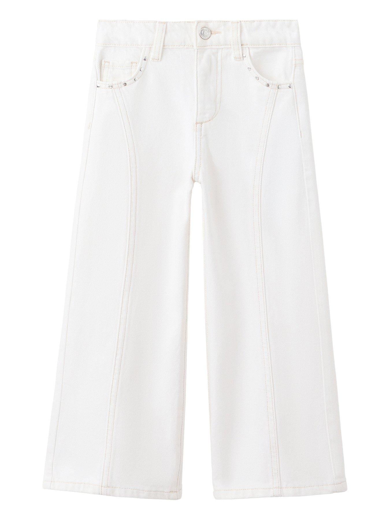 Mango Girls Studded Culotte Jeans - White