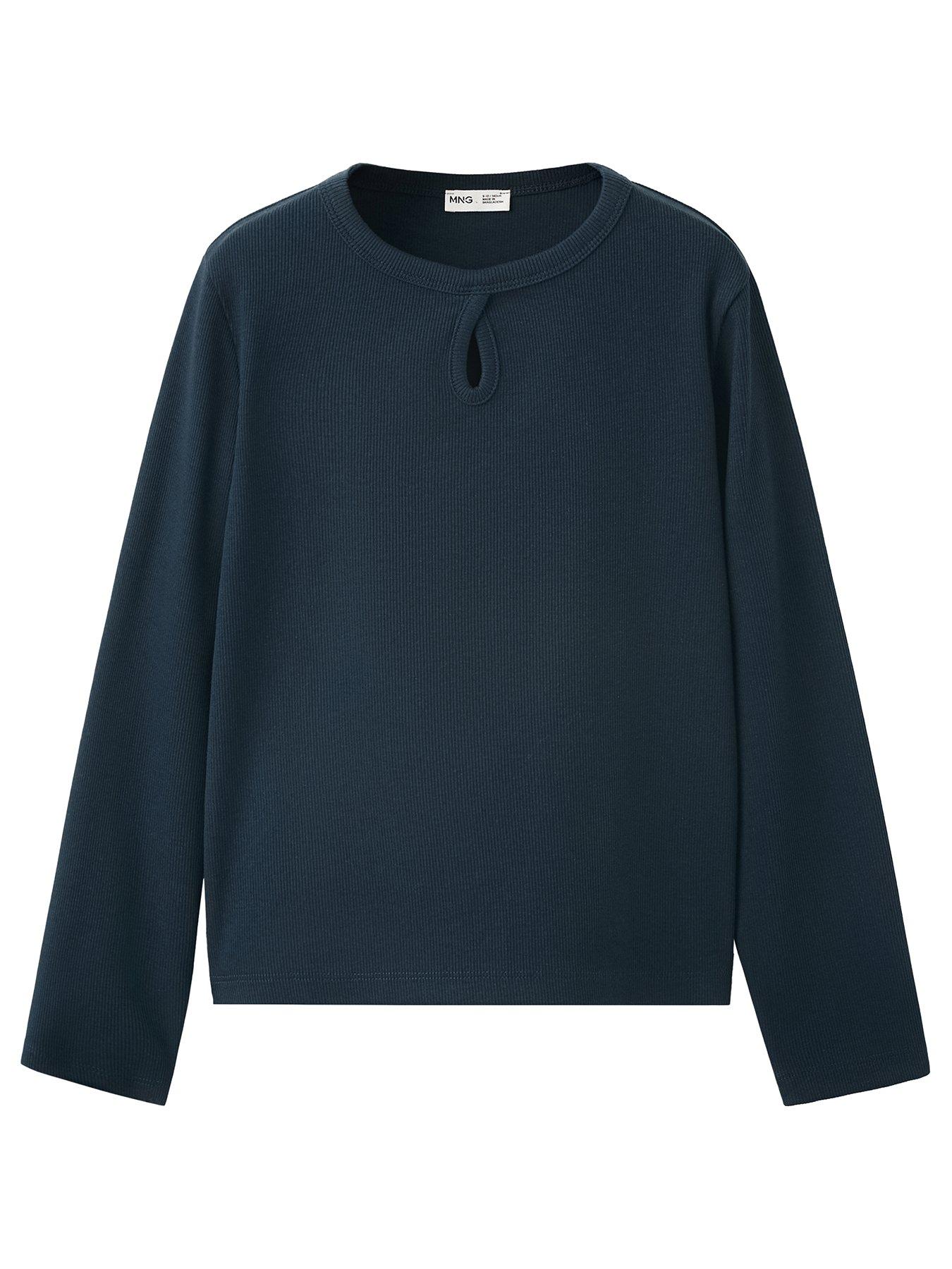 Mango Girls Long Sleeve T-shirt - Navy